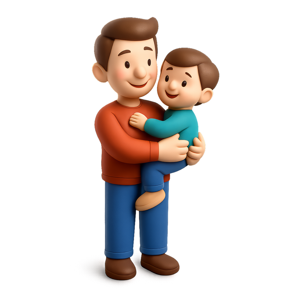 Heartwarming Father's Embrace with Loving Child in Playful Scene png
