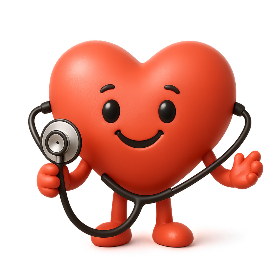 Heart Health Advocate with Stethoscope in Playful Design Style png