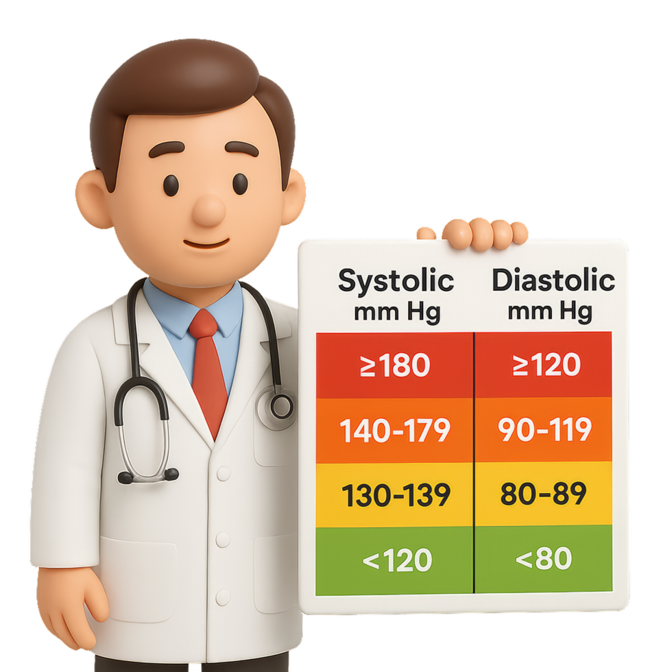 3D Doctor Holding Blood Pressure Chart for Health Awareness png