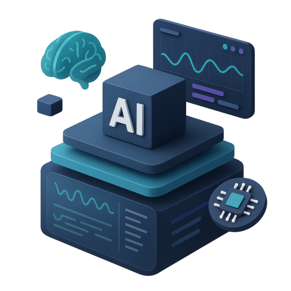 Futuristic Data Hub Concept with AI Technology and Analytics Charts png