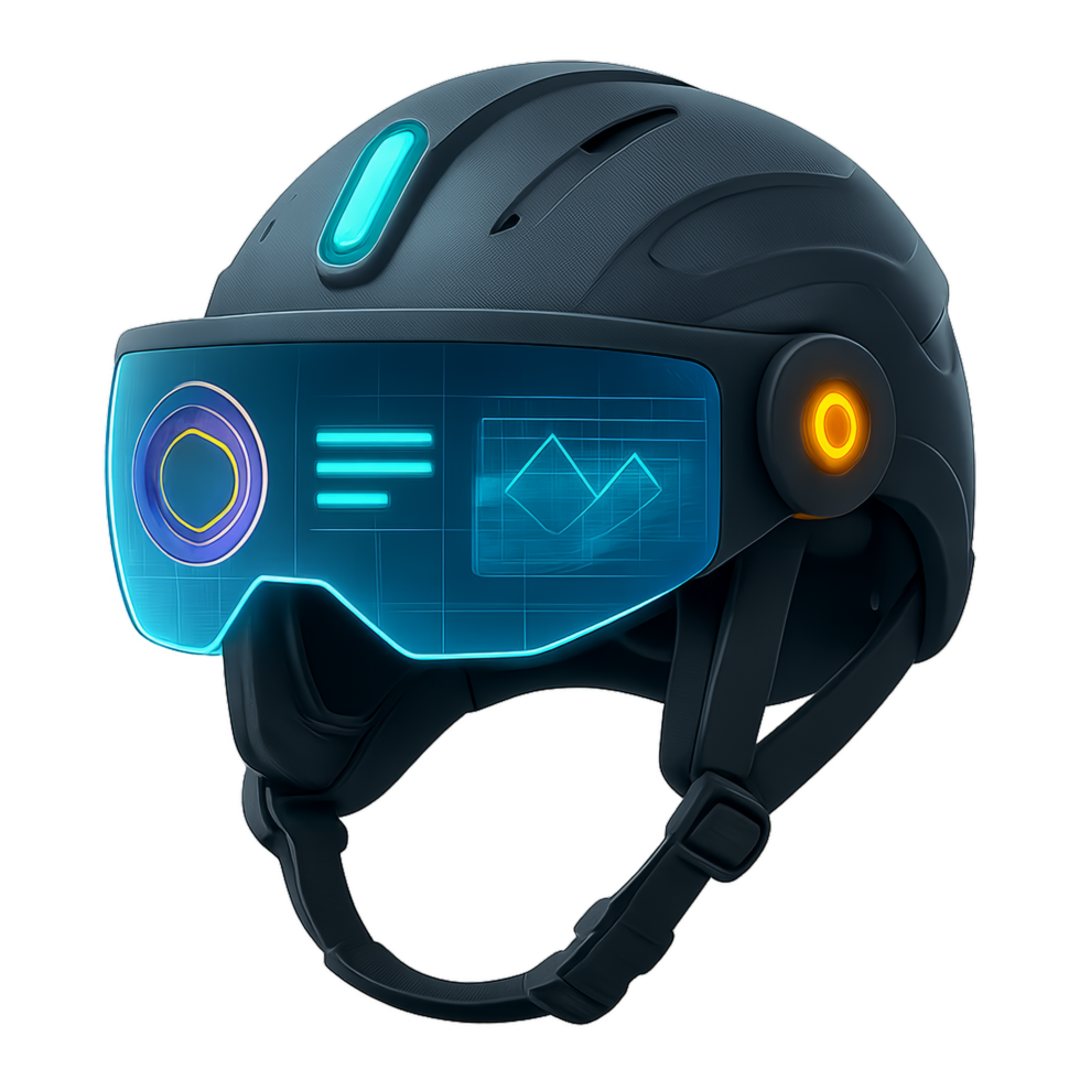 Futuristic AR Helmet with Advanced Display Features and Design png