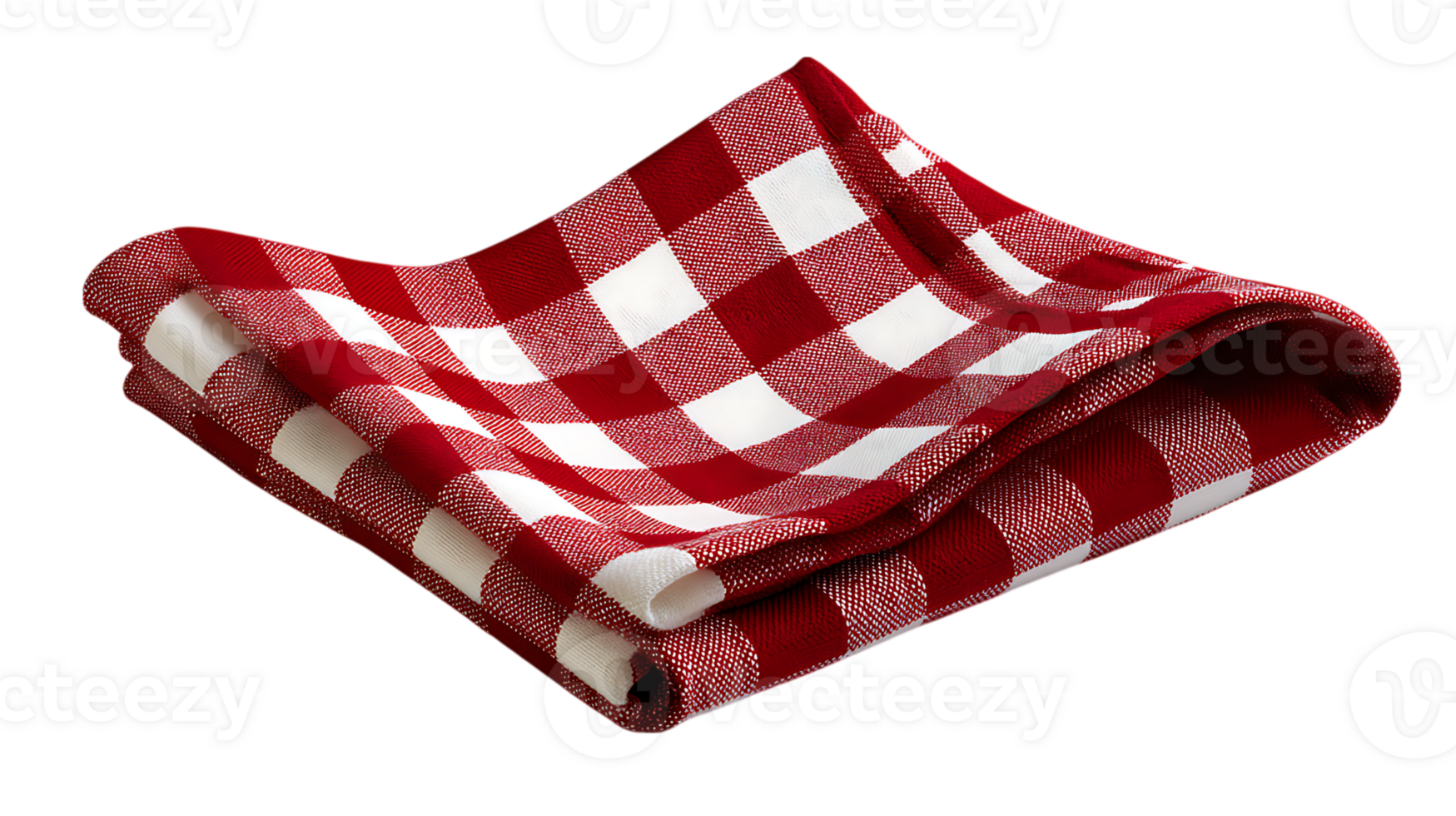 Red and white checkered napkin folded isolated on transparent background png