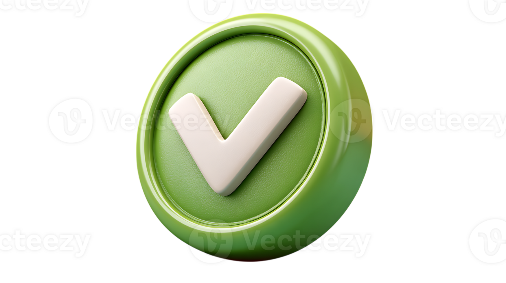3d render of green checkmark button isolated on transparent background png
