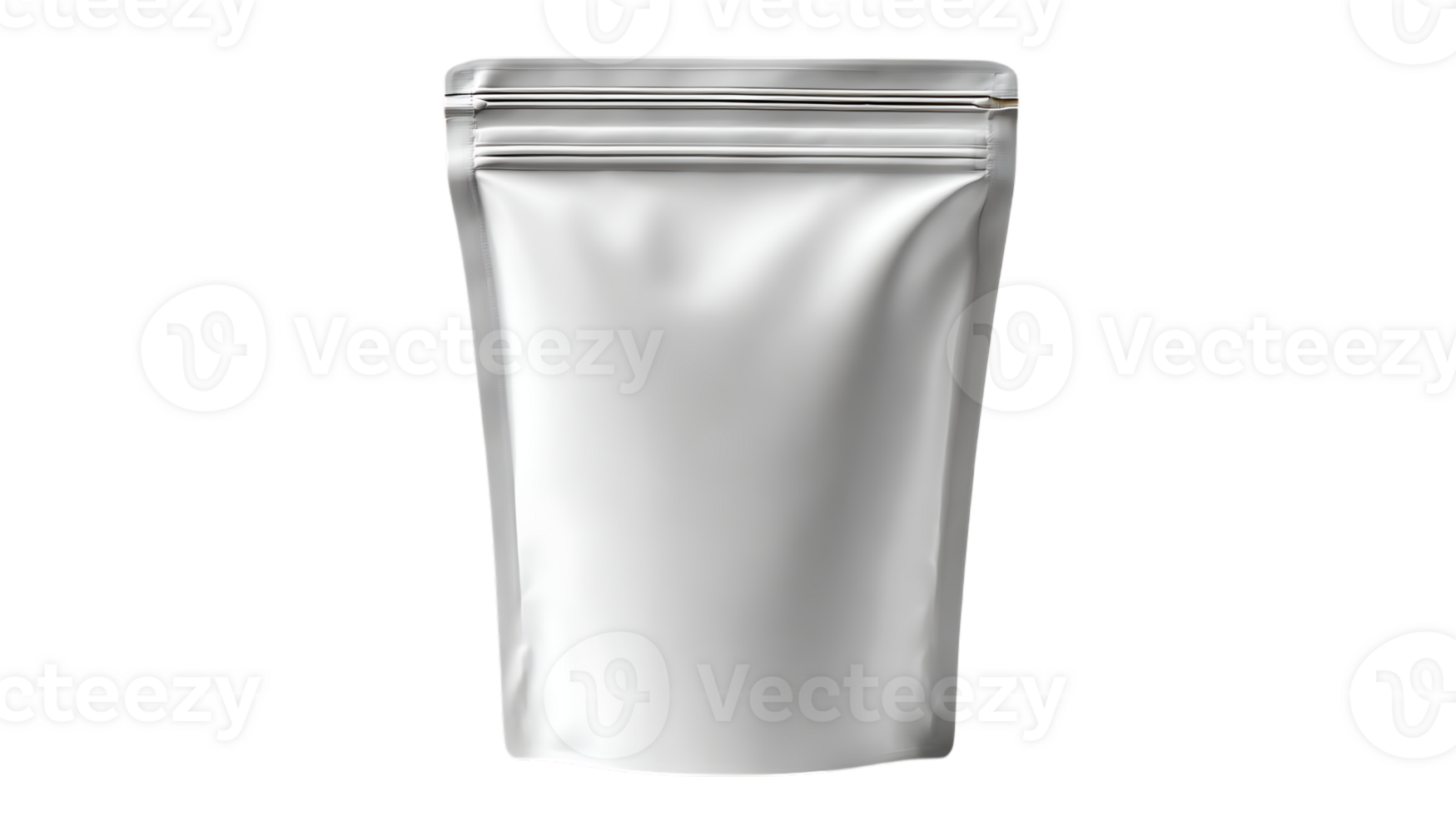 Blank white stand up pouch with zipper closure for packaging food or products isolated on transparent background png