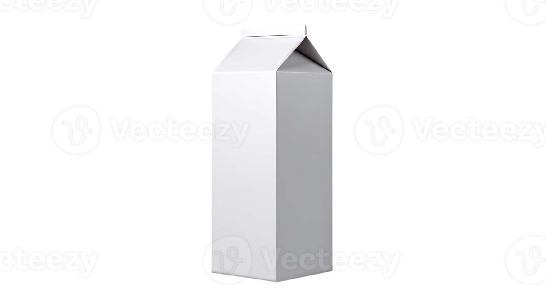 A plain white carton with a peaked top commonly used for milk or juice isolated on transparent background png