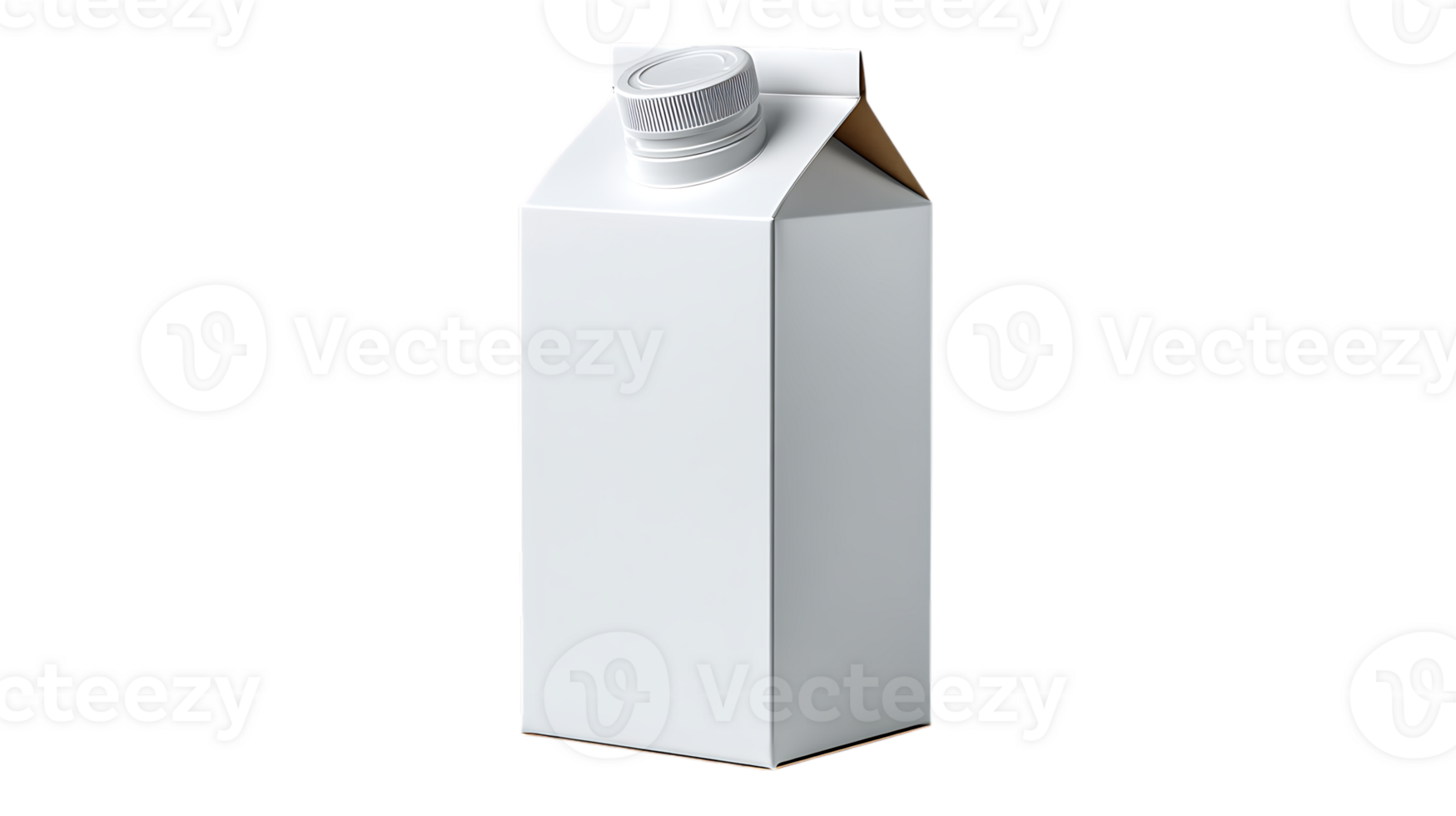A clean white carton with a white screw cap on top isolated on transparent background png