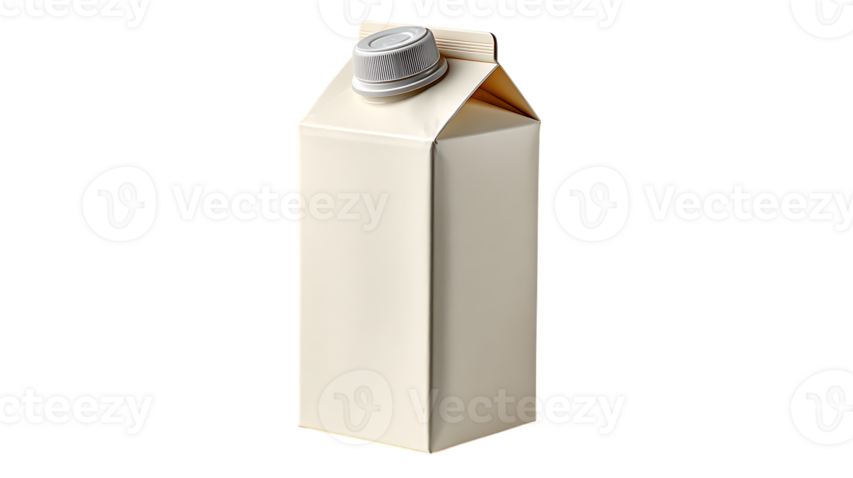 A plain white carton with a grey screw cap representing a beverage container for milk or juice isolated on transparent background png