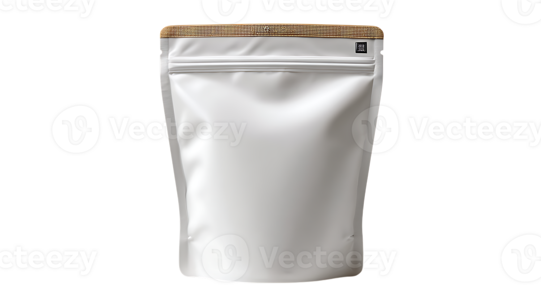 Blank white stand up pouch with zipper and textured top isolated on transparent background png