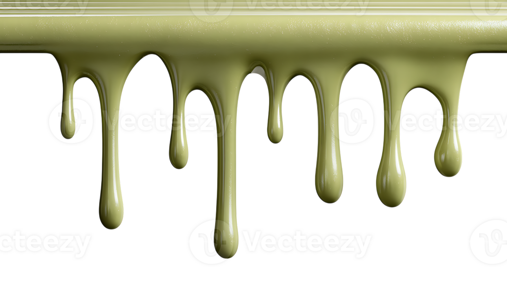 Viscous light green liquid dripping down in smooth strands isolated on transparent background png