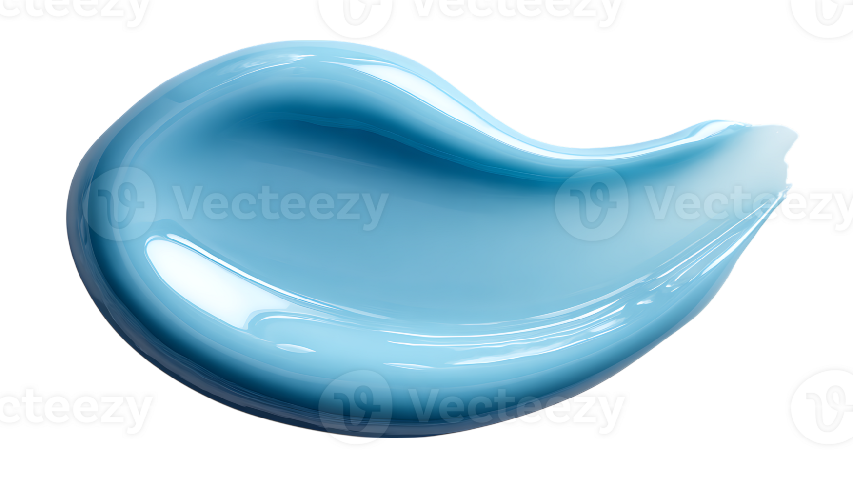 A smooth glossy blue cosmetic cream swatch with highlights and shadows isolated on transparent background png