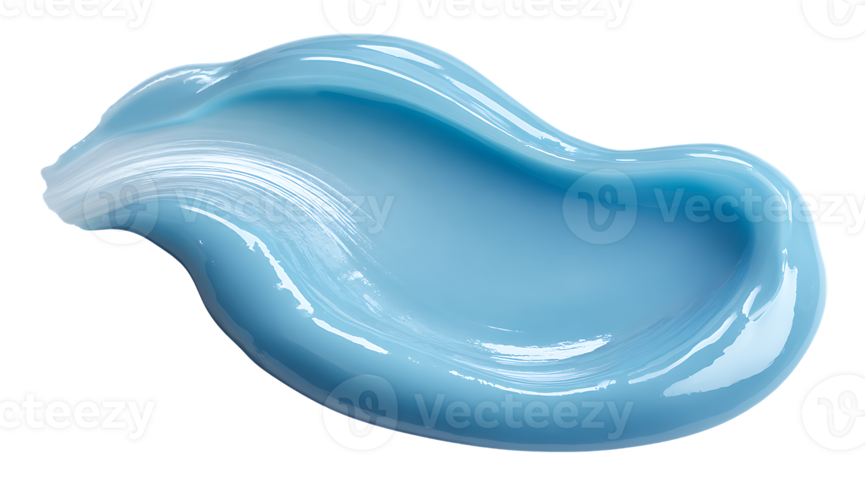 A smooth light blue cosmetic cream swatch with a glossy finish isolated on transparent background png