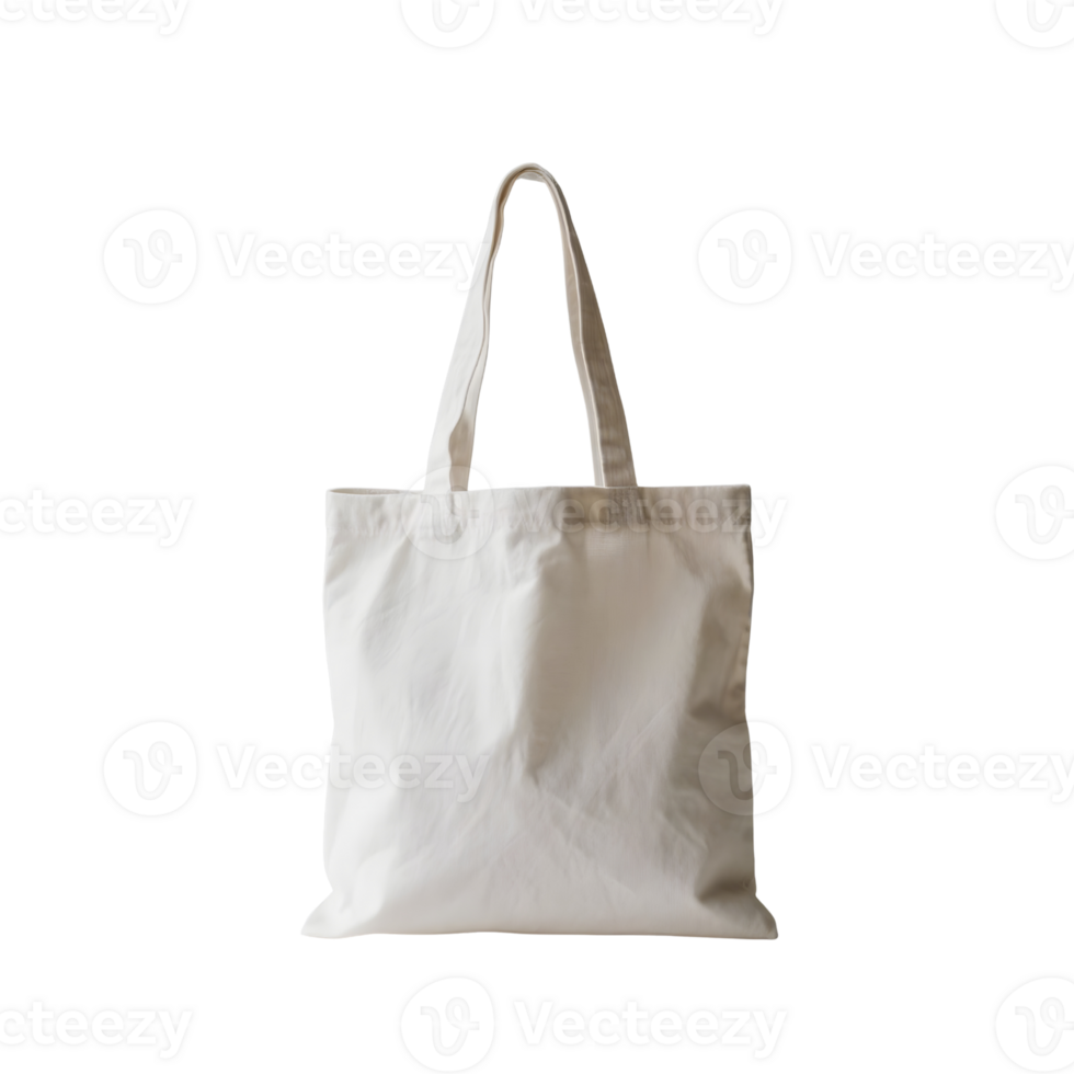 White cotton tote bag isolated on transparent background png