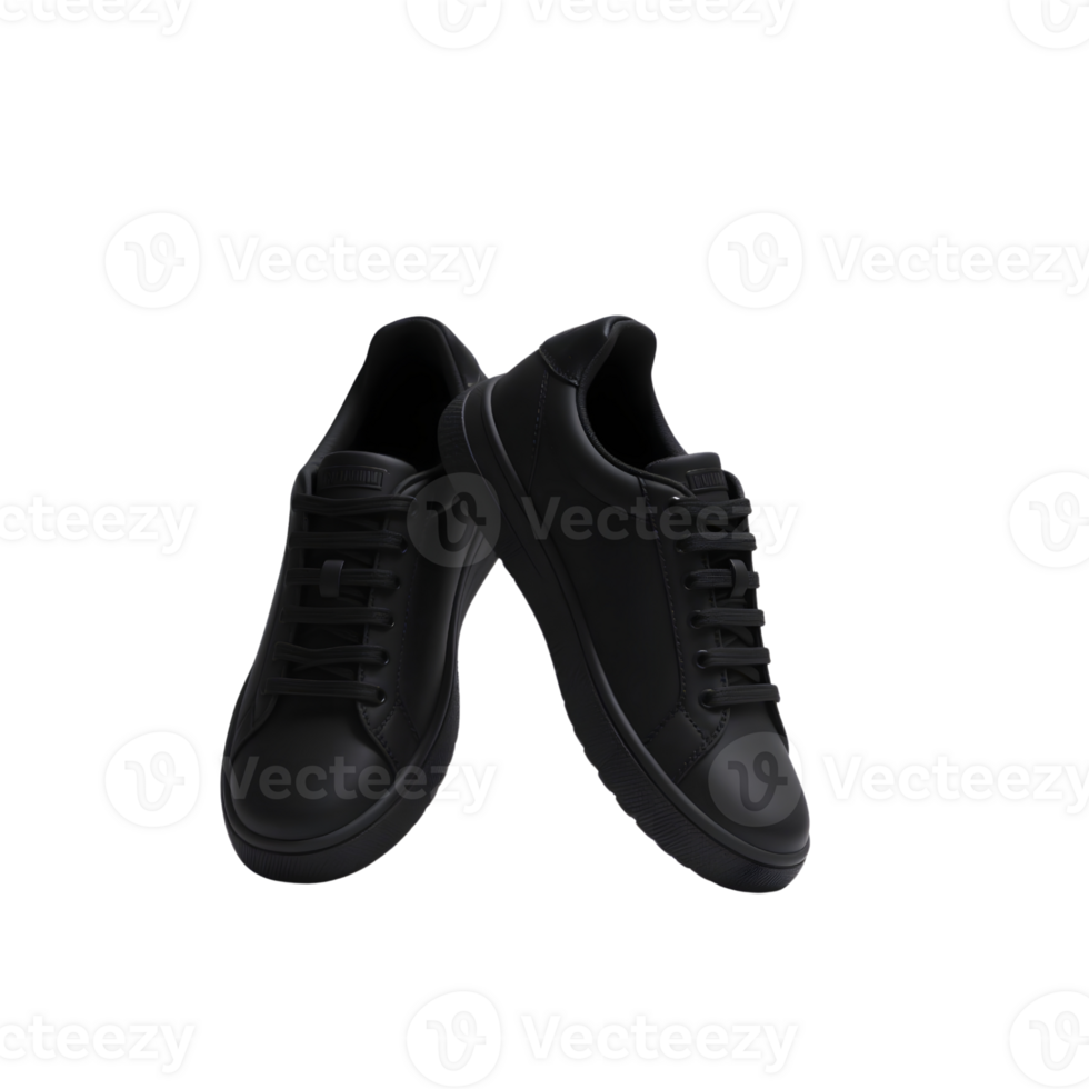 Pair of black leather sneakers isolated on transparent background png