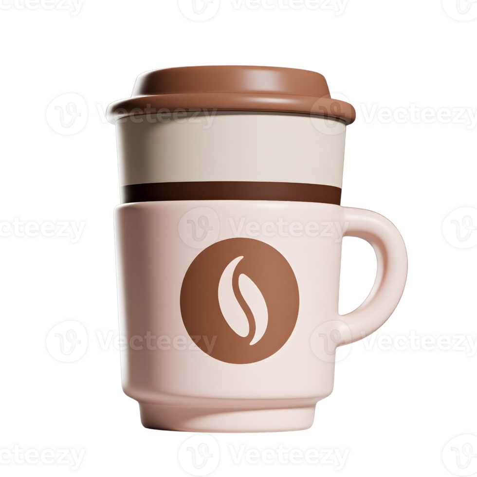 Coffee cup with bean logo isolated on transparent background png