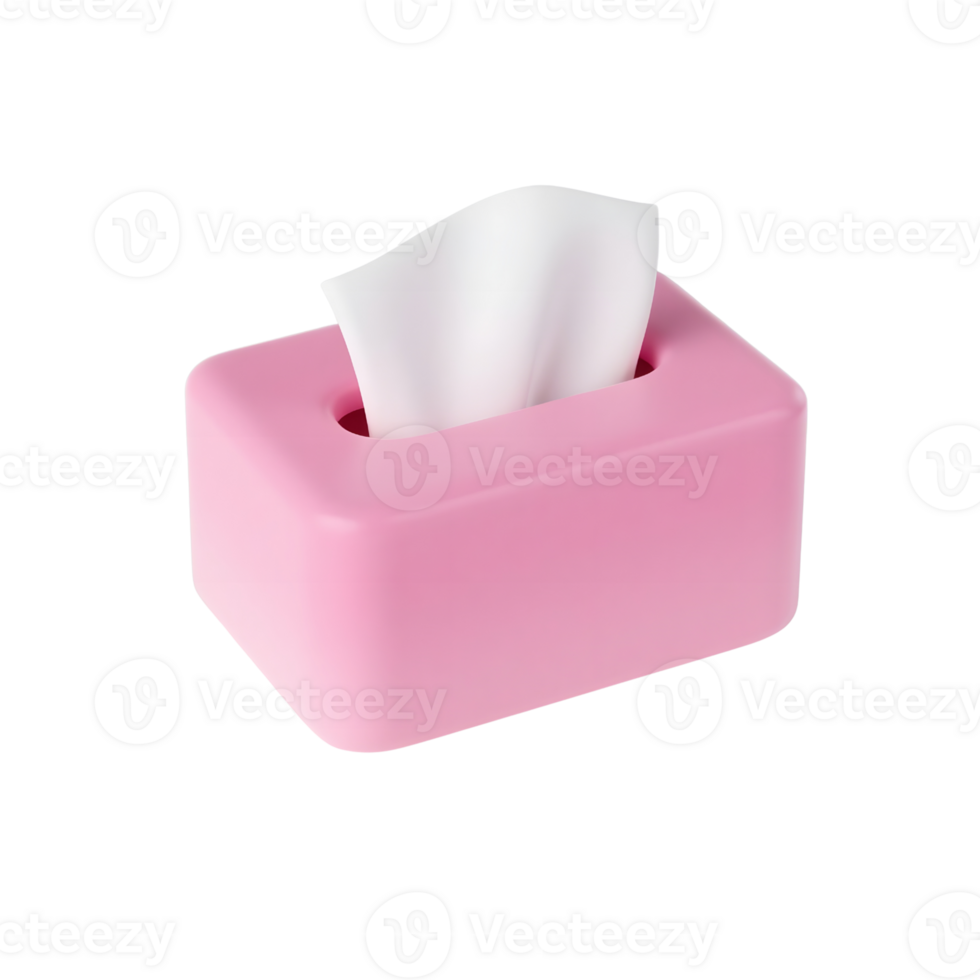 Pink tissue box with white tissues isolated on transparent background png