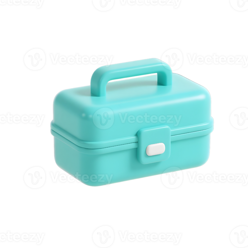 Aqua plastic lunchbox with handle isolated on transparent background png