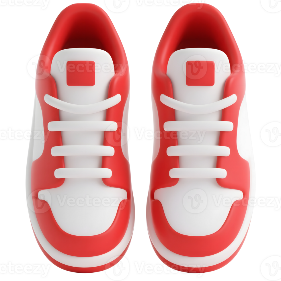Red and white sneakers isolated on transparent background png