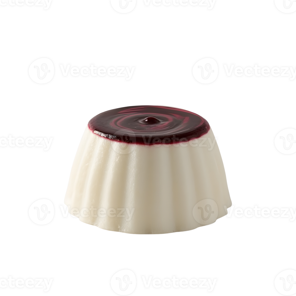 Panna cotta with berry sauce isolated on transparent background simple dessert png