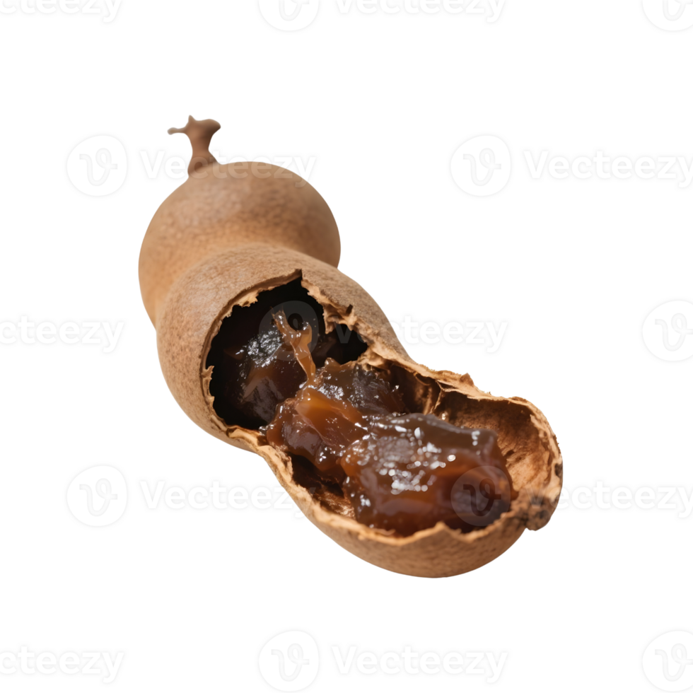 Open tamarind pod isolated on transparent background png
