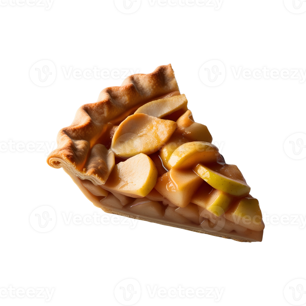 Slice of apple pie dessert isolated on transparent background png