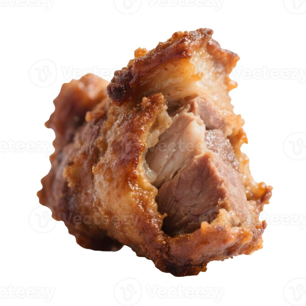 Crispy pork crackling isolated on transparent background in a close up shot png