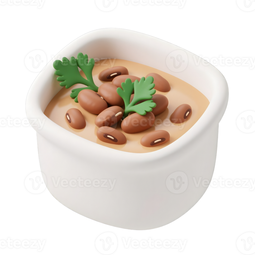 Bowl of bean soup garnished with parsley isolated on transparent background png