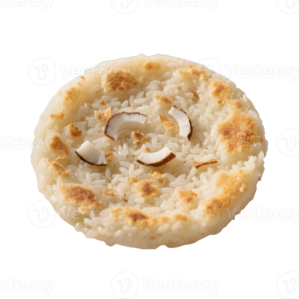 Sweet rice cake with coconut pieces isolated on transparent background png