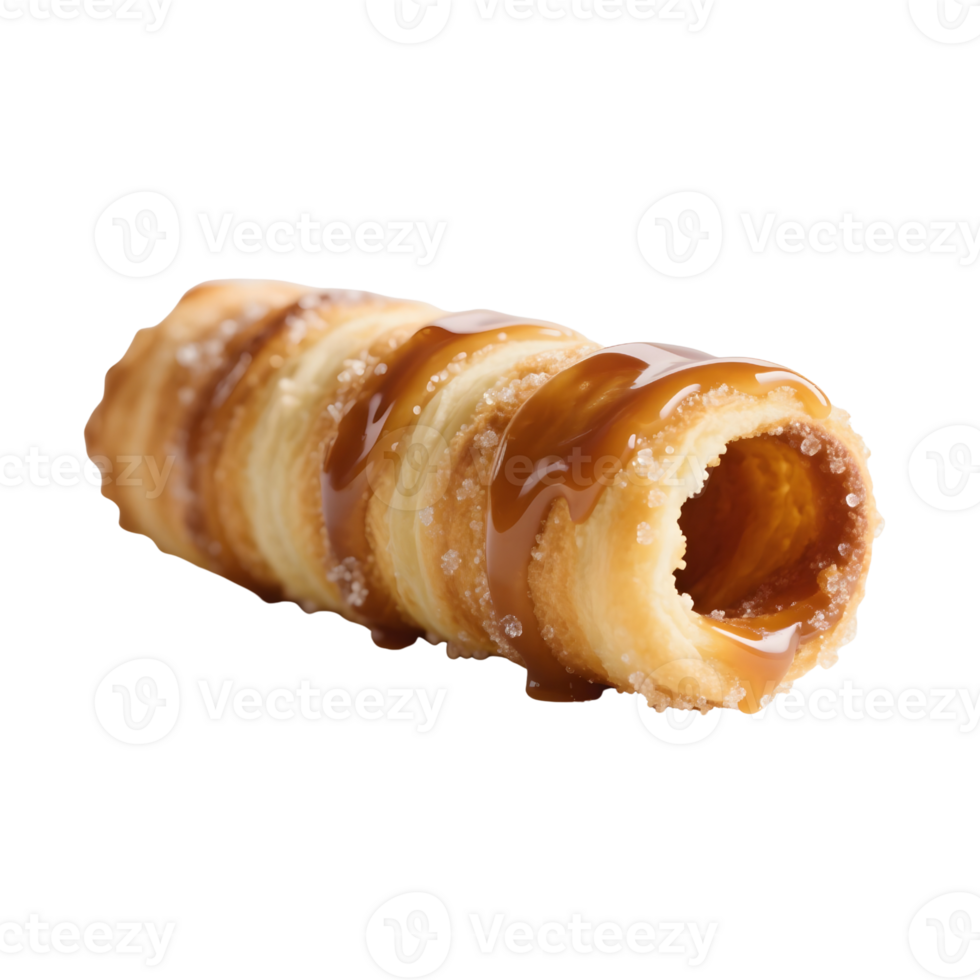 Caramel cream roll pastry isolated on transparent background png