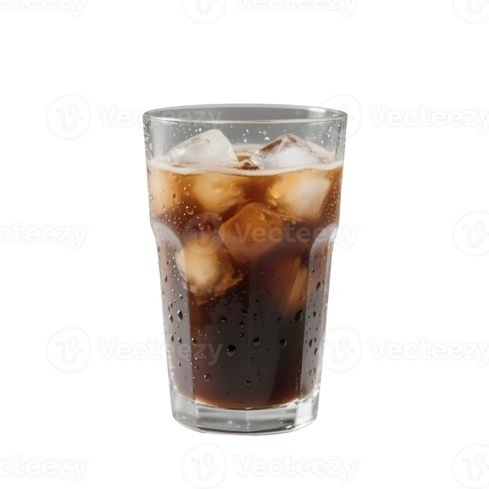 Glass of cola with ice isolated on transparent background png