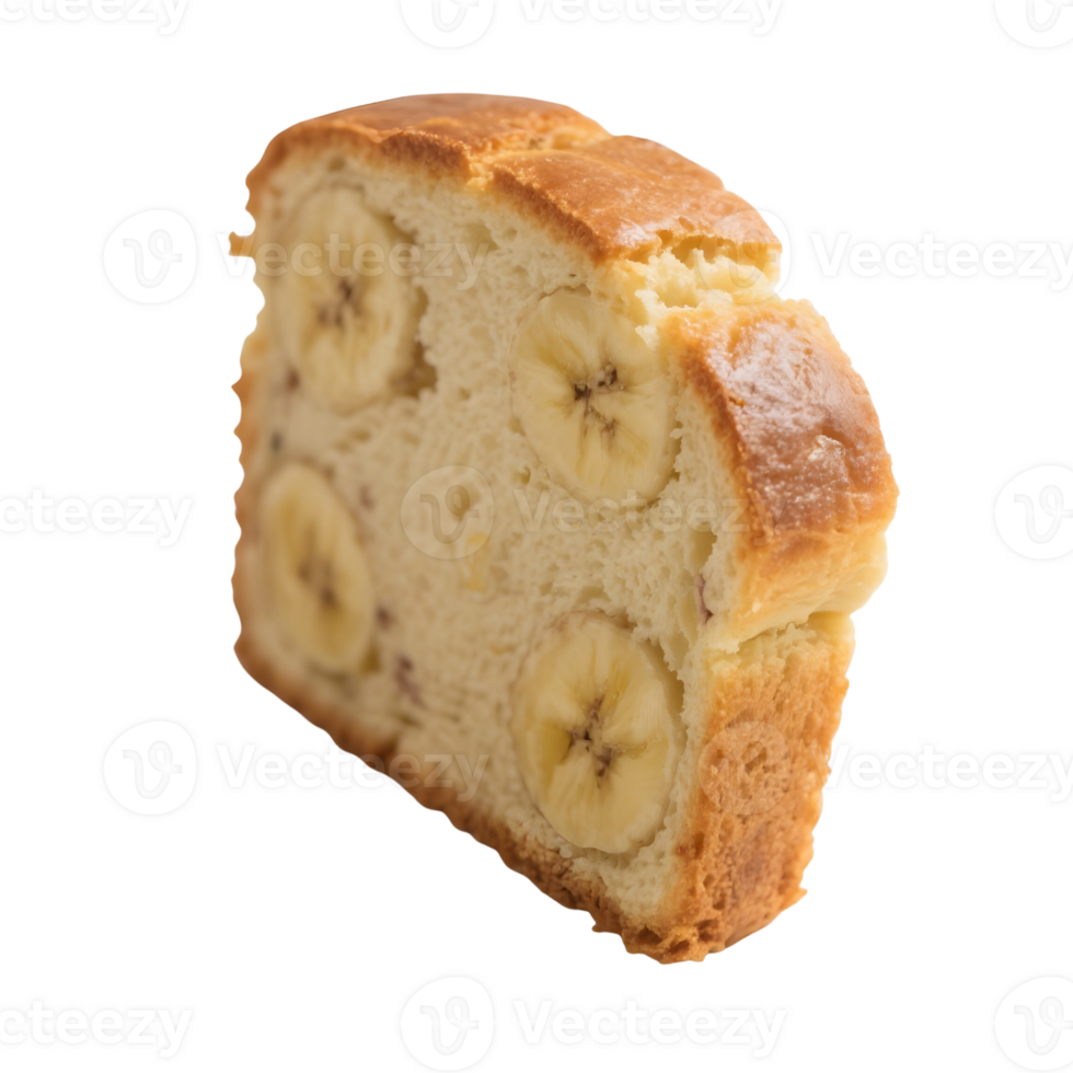 Slice of fresh banana bread isolated on transparent background png