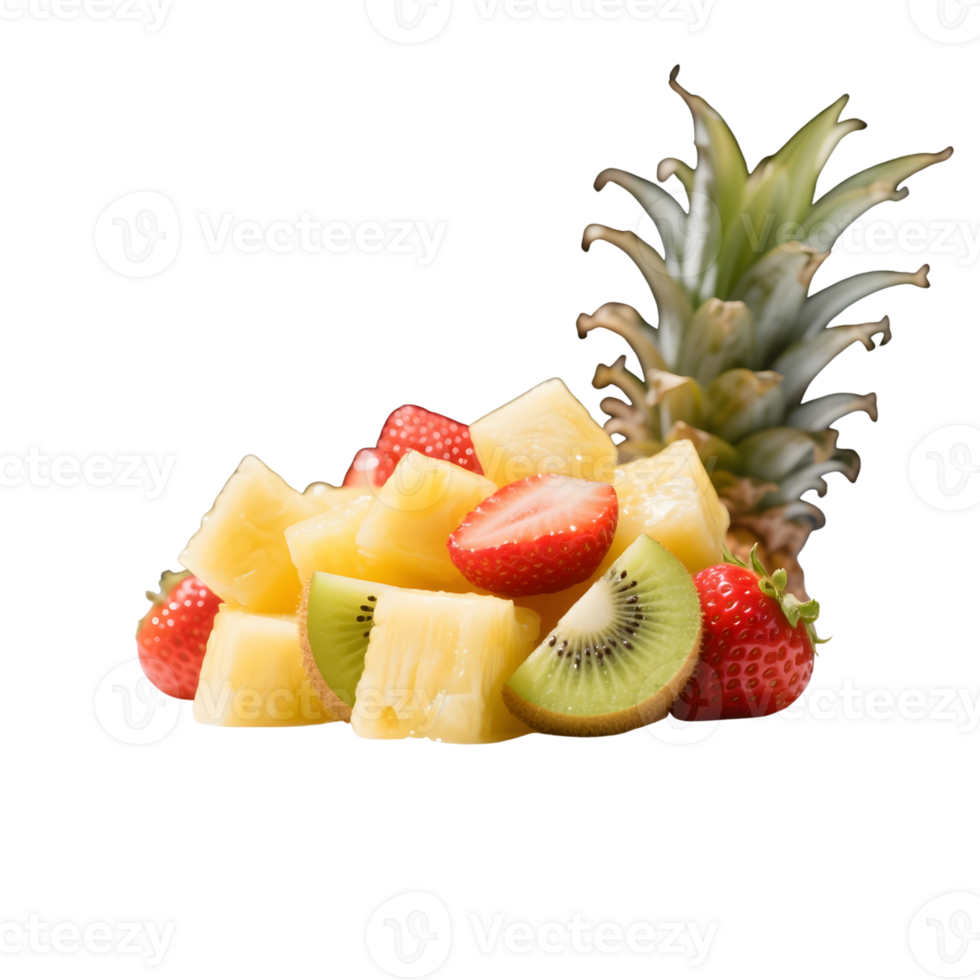 Fresh tropical fruit salad isolated on transparent background png