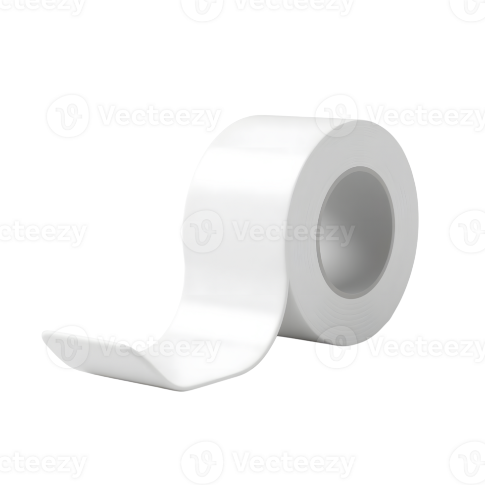 White adhesive tape roll isolated on transparent background for office use png