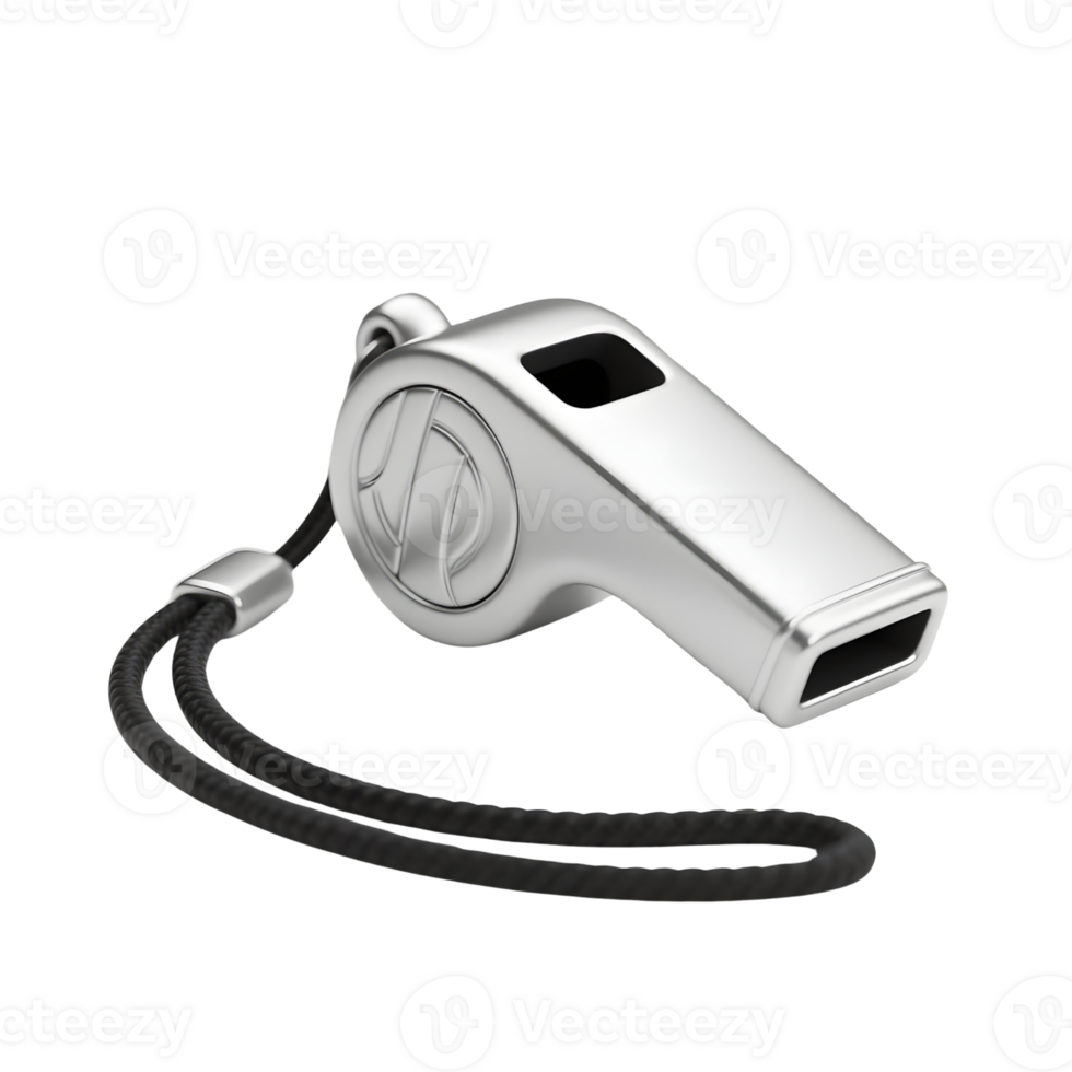 Silver metal whistle isolated on transparent background png