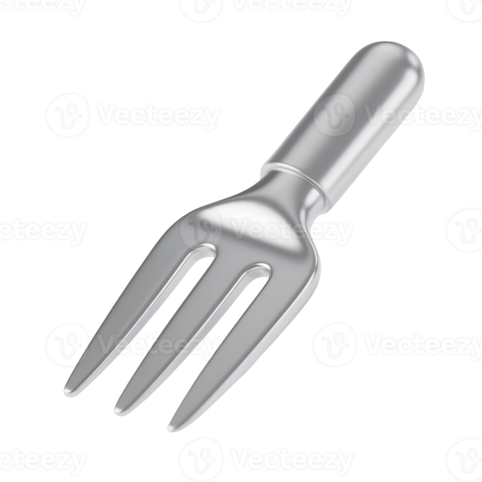 Shiny silver fork isolated on transparent background with smooth reflections png