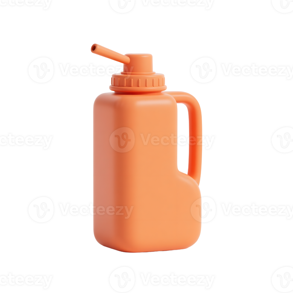 Orange watering can isolated on transparent background for gardening use png
