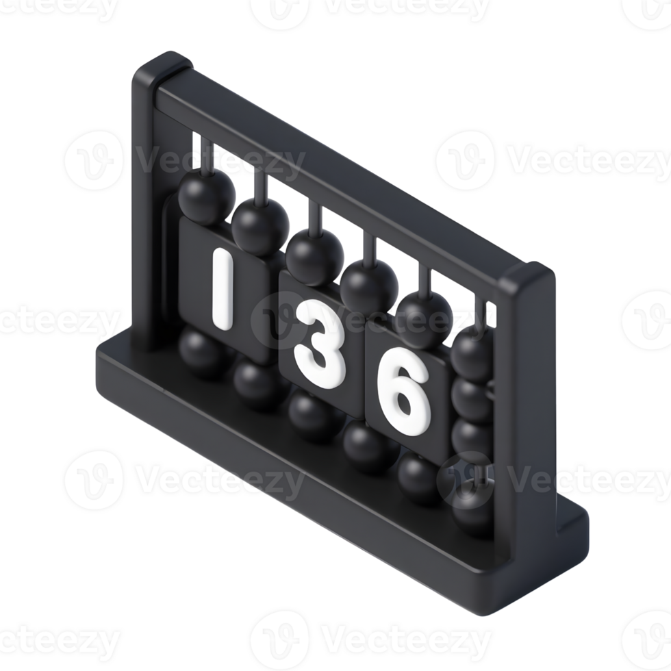 Black scoreboard with white numbers isolated on transparent background png