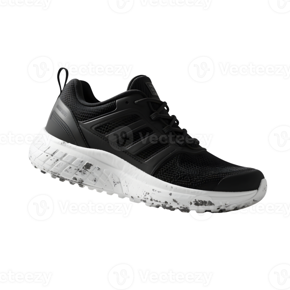 Black and white running shoe isolated on transparent background png