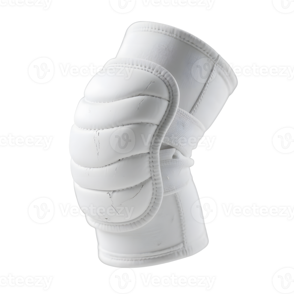 Single white knee pad for sports isolated on transparent background png