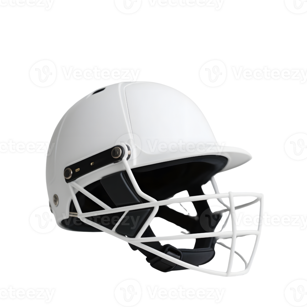White cricket helmet isolated on transparent background for player safety png
