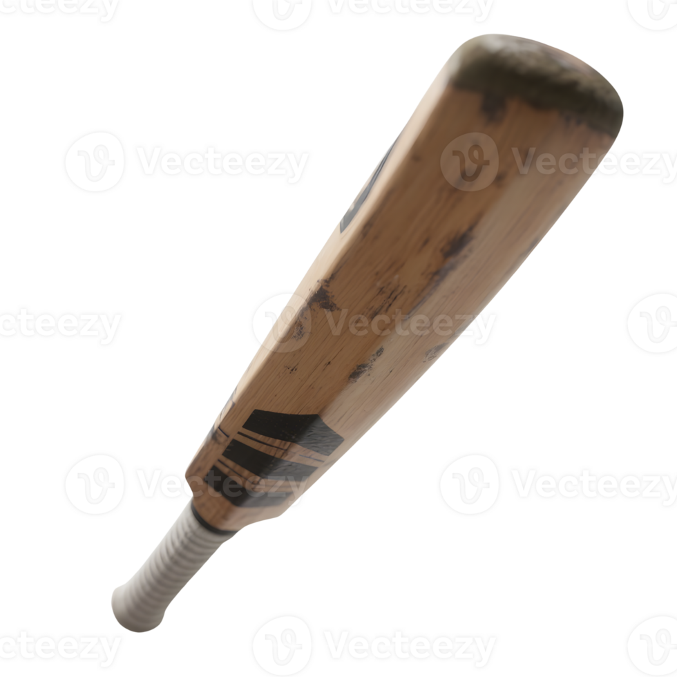 Wooden cricket bat with taped handle isolated on transparent background png