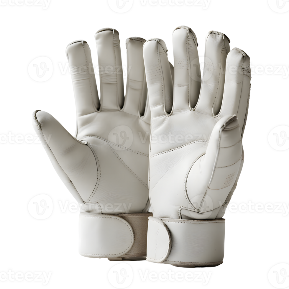 Pair of white leather protective gloves isolated on transparent background png