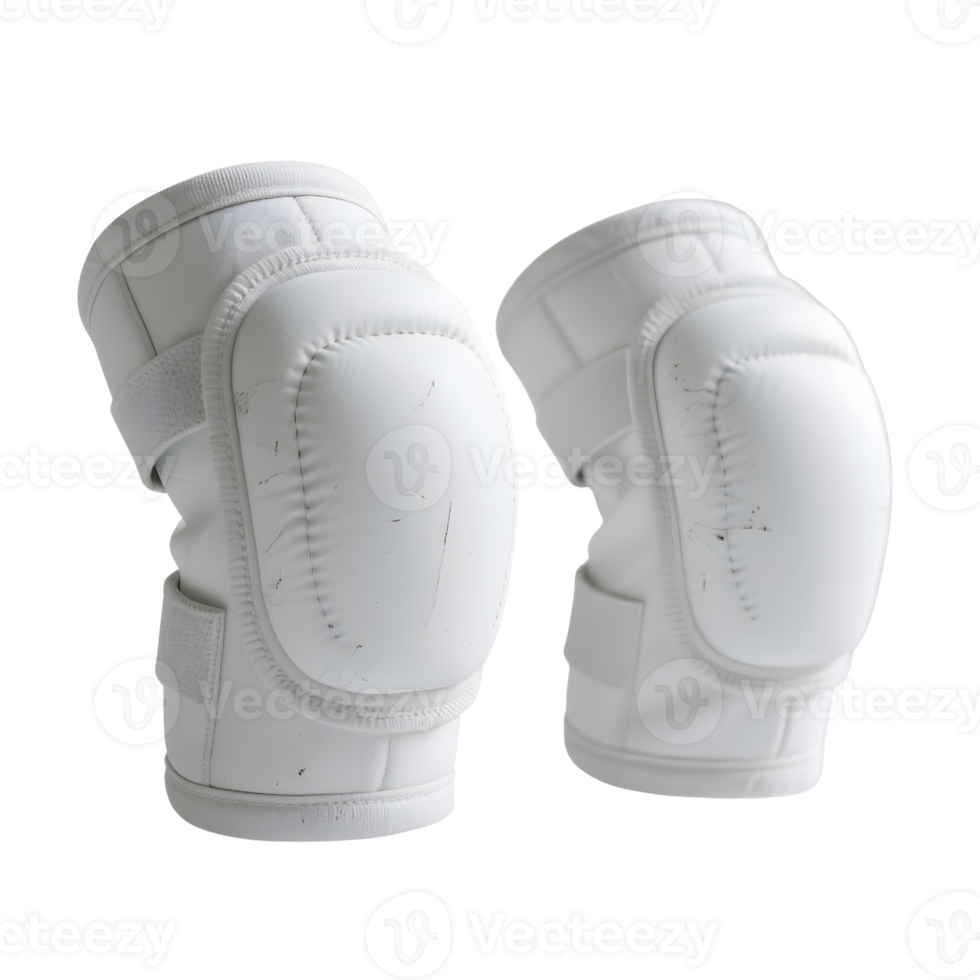 Pair of white knee pads for sports isolated on transparent background png