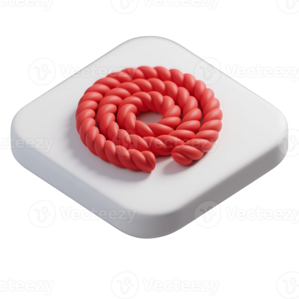 Red rope coiled in a spiral isolated on transparent background png