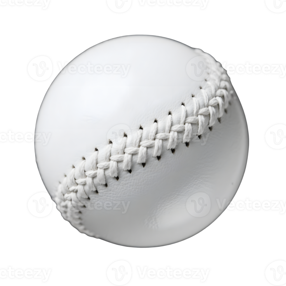 White baseball with red stitches isolated on transparent background png