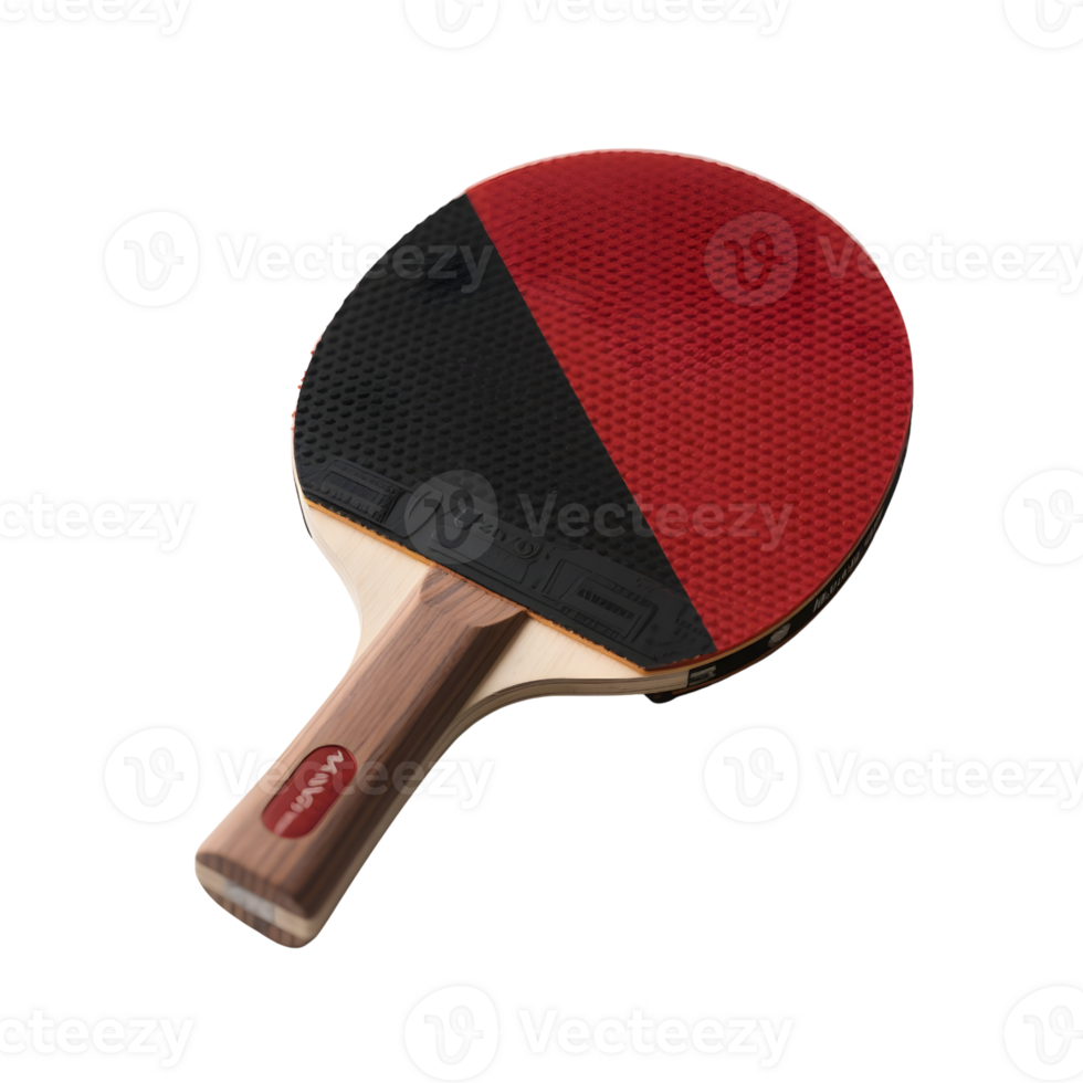 Red and black ping pong paddle isolated on transparent background png