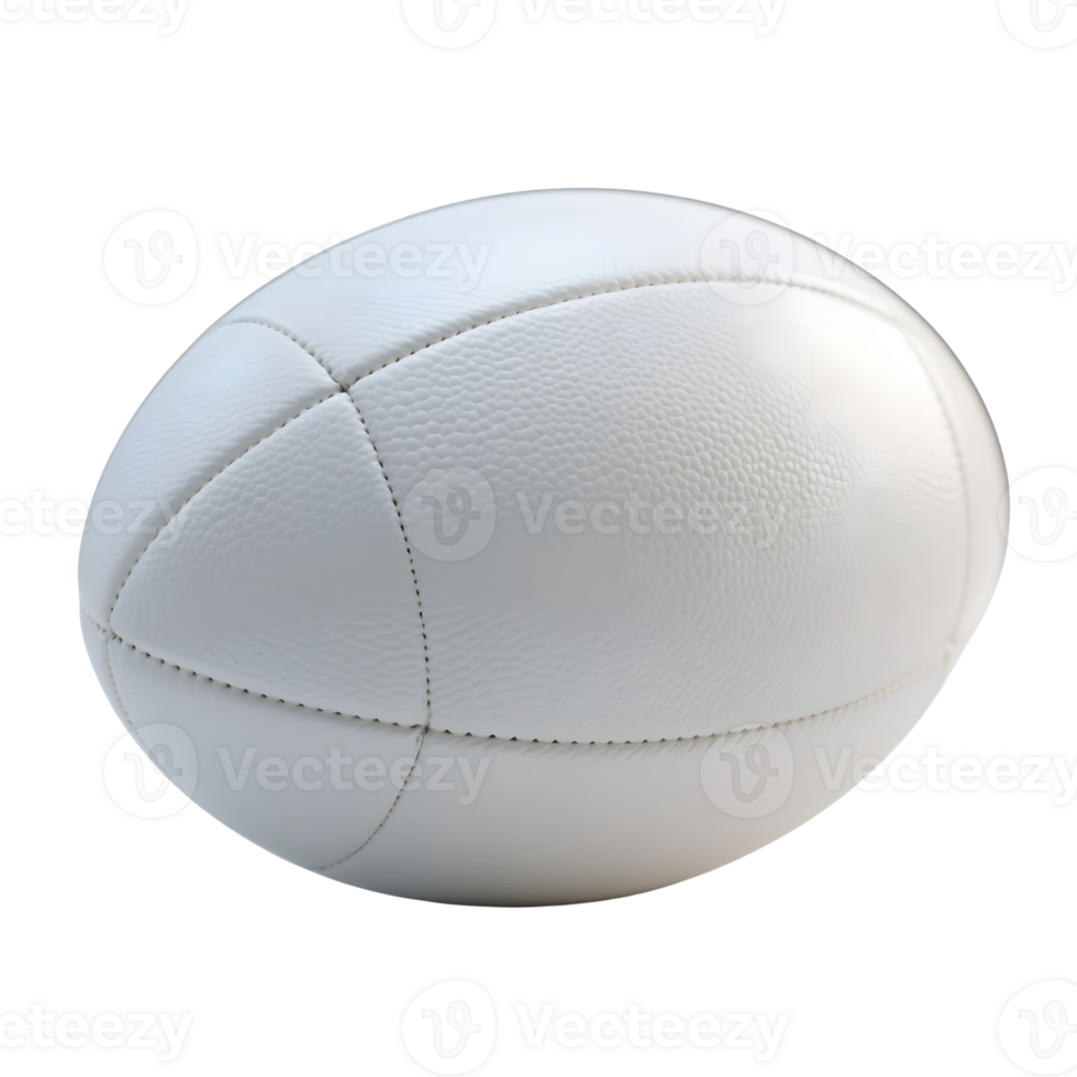 White rugby ball isolated on transparent background in studio shot png