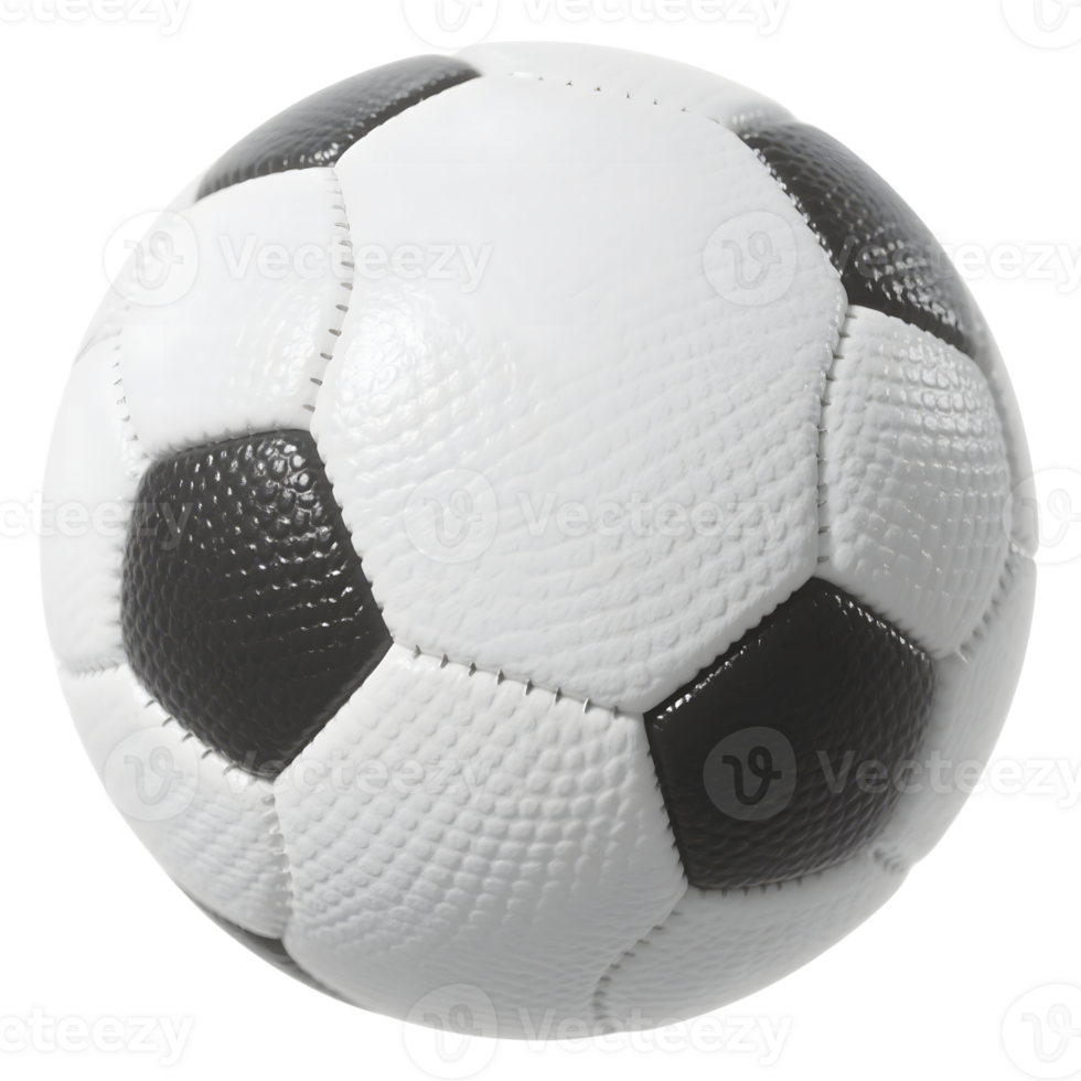 Black and white soccer ball isolated on transparent background png