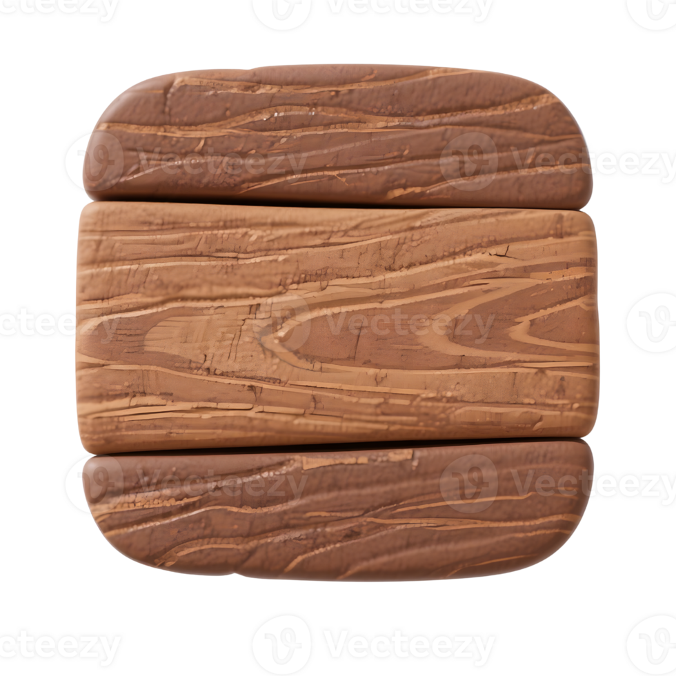 Three wooden planks stacked isolated on transparent background in cartoon style png