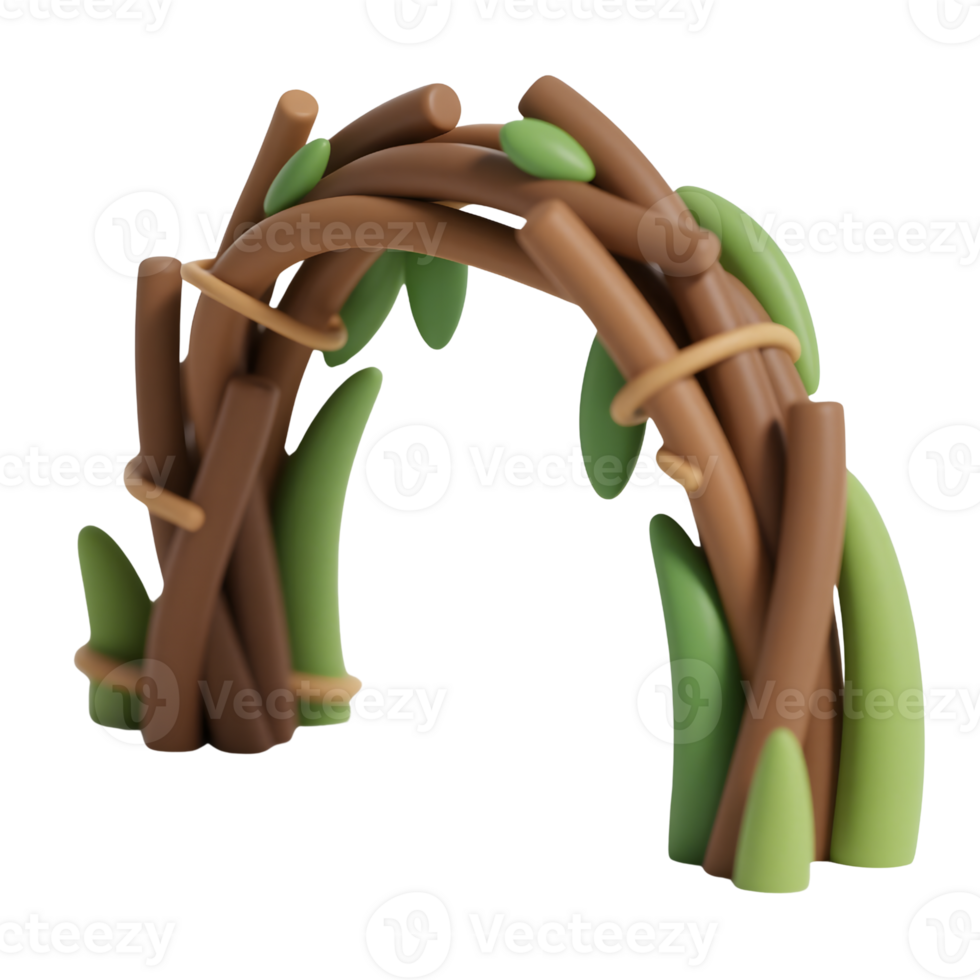 Cartoon branch arch with leaves isolated on transparent background png