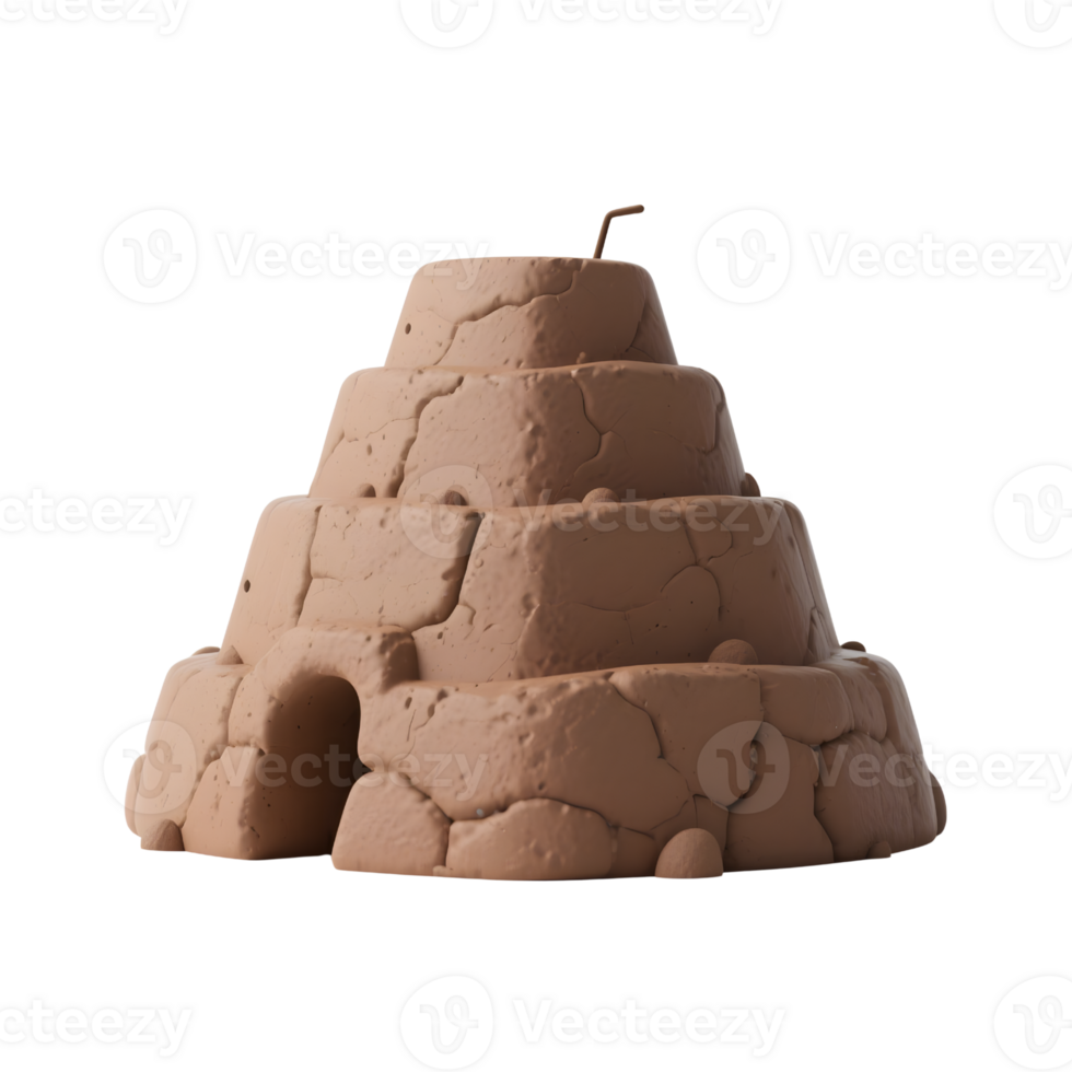 Stylized sandcastle isolated on transparent background in a cartoon style png